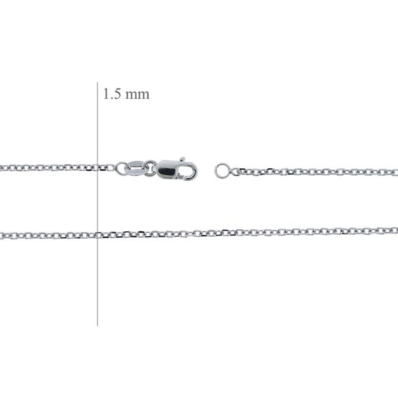 22" Cable Rolo Link Chain Necklace 14k White Gold - Picture 3 of 3